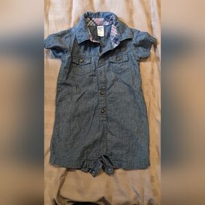 Carter's baby bodysuit onesie, grey jean material, 18 months